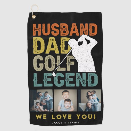 Man, Pap, Golf Legend 3xPhoto Vaders Day Gift Golfhanddoek (Voorkant)