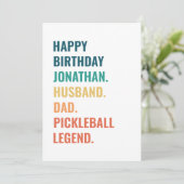 Man Papa Pickleball Legend Custom Naam Verjaardag Kaart (Staand voorkant)