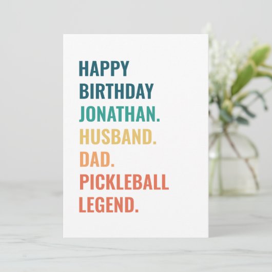 Man Papa Pickleball Legend Custom Naam Verjaardag Kaart (Staand voorkant)