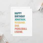 Man Papa Pickleball Legend Custom Naam Verjaardag Kaart (Voorkant / Achterkant in situ)