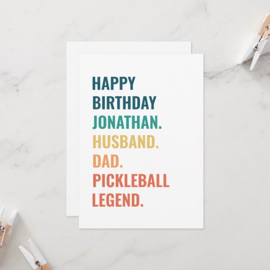 Man Papa Pickleball Legend Custom Naam Verjaardag Kaart (Voorkant / Achterkant in situ)