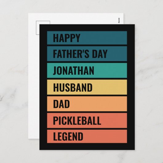 Man Papa Pickleball Legend Retro Vaderdag Feestdagenkaart (Voorkant / Achterkant)