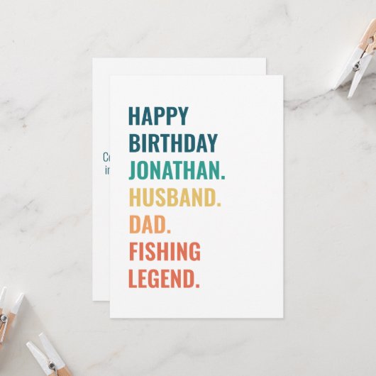 Man Papa Vist legende aangepaste naam Verjaardag Kaart (Voorkant / Achterkant in situ)