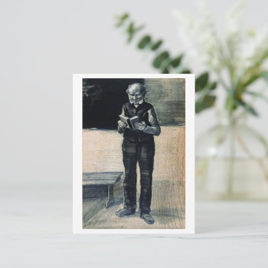 Man permanent leest een boek, Vincent van Gogh Briefkaart (Staand voorkant)