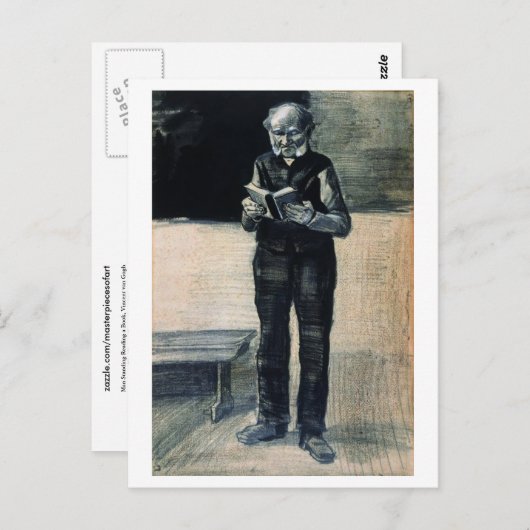 Man permanent leest een boek, Vincent van Gogh Briefkaart (Voorkant / Achterkant)
