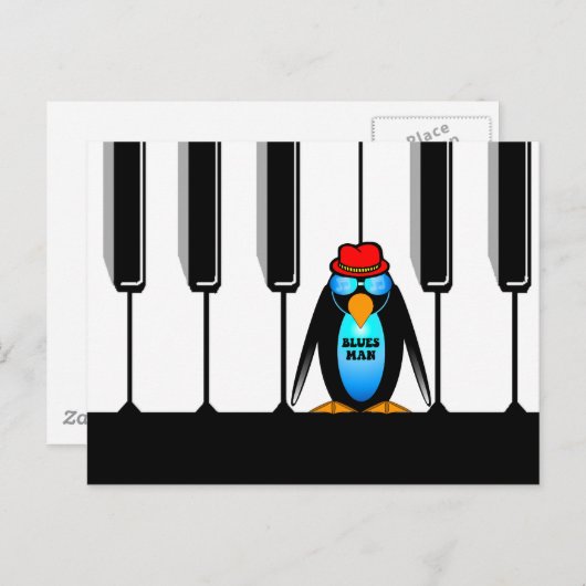 man piano briefkaart (Voorkant / Achterkant)