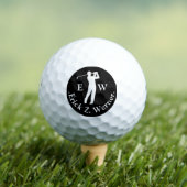 Man Playing Golf Black White Monogram  Golfballen (Insitu Shirt)