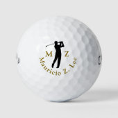 Man Playing Golf Elegant Monogram  Golfballen (Voorkant)