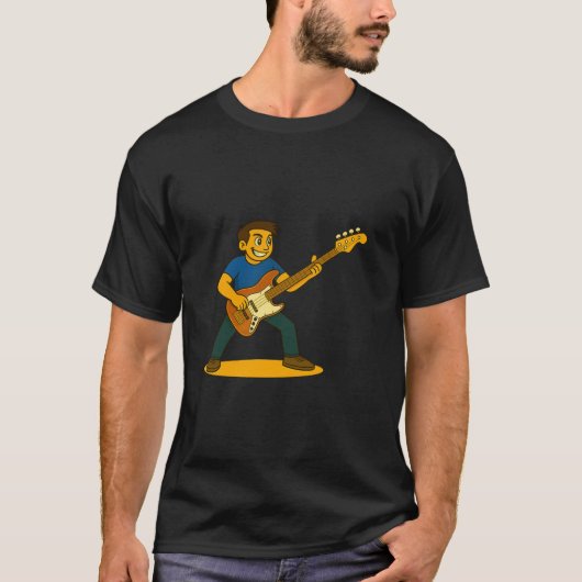 Man playing Jazz bass T-shirt (Voorkant)