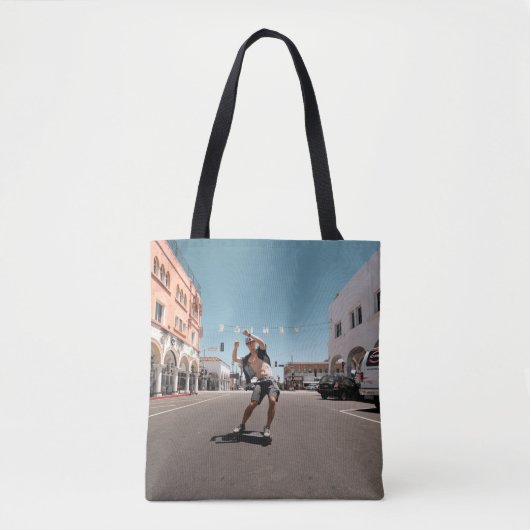 Man playing skateboard tote bag (Voorkant)