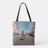 Man playing skateboard tote bag (Achterkant)