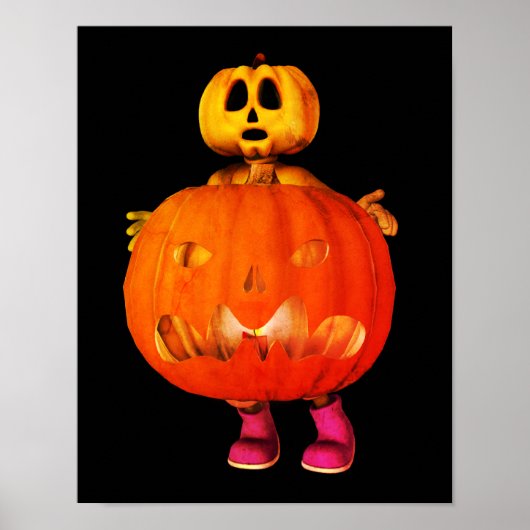 Man pompoen met Jack O Lantern Halloween Poster (Voorkant)