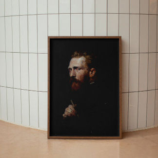 Man Portret schilderen olie donkergrijs Poster