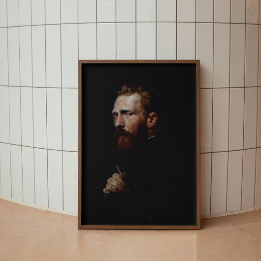 Man Portret schilderen  olie donkergrijs Poster