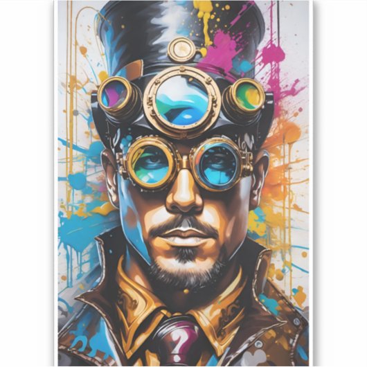 Man Portret Vinyl Decal Sticker (Voorkant)