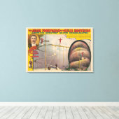 Man presteert op hangende kabel en spiraalvormige canvas afdruk (Insitu (Houten vloer))