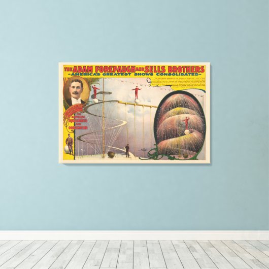 Man presteert op hangende kabel en spiraalvormige canvas afdruk (Insitu (Houten vloer))