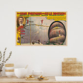 Man presteert op hangende kabel en spiraalvormige  poster (Keuken)