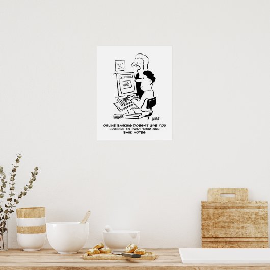 Man prints eigen bankbiljetten online cartoon (Keuken)