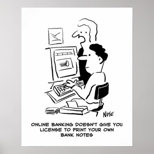 Man prints eigen bankbiljetten online cartoon (Voorkant)