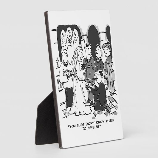 Man probeert Bride voor te stellen op een bruiloft Fotoplaat (Zijkant)