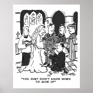 Man probeert Bride voor te stellen op een bruiloft Poster