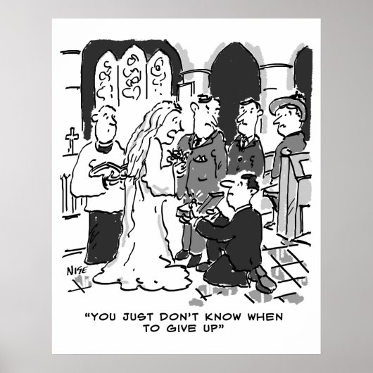 Man probeert Bride voor te stellen op een bruiloft Poster (Voorkant)