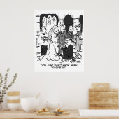 Man probeert Bride voor te stellen op een bruiloft Poster (Keuken)