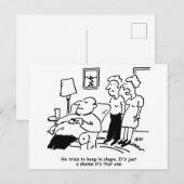 Man probeert fit te blijven. Grappig Briefkaart (Voorkant / Achterkant)