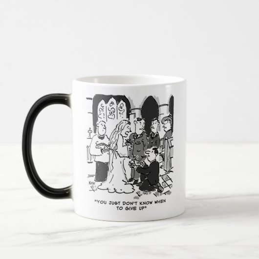 Man probeert voor te stellen op een kerkbruiloft - magische mok (Links)