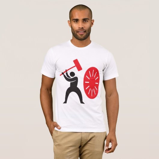 Man raken een gong Mannen T-shirt (Voorkant volledig)
