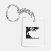 "Man reflecterend onder een boom in kalme silhouet Sleutelhanger (Voorkant Links)