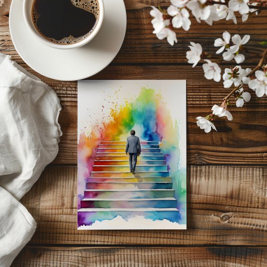 Man regenboogtrap komt uit kaart