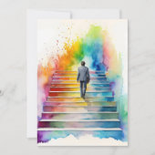 Man regenboogtrap komt uit kaart (Voorkant)