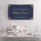 Man Retirement Party Navy Blue Gold Elegant Script Spandoek