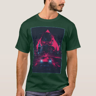 Man Retro Auto Stad Vaporwave Synthwave 90s meisje T-shirt