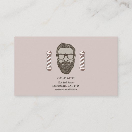 Man Retro Barber Shop Scheren & Kapsels Visitekaartje (Achterkant)