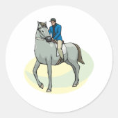 Man Riding A Horse Classic Round Sticker (Voorkant)