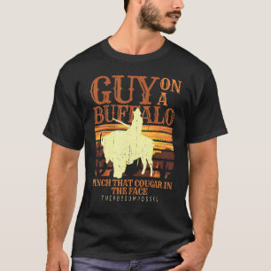 Man Riding Buffalo Possum Graphic Meme T-shirt