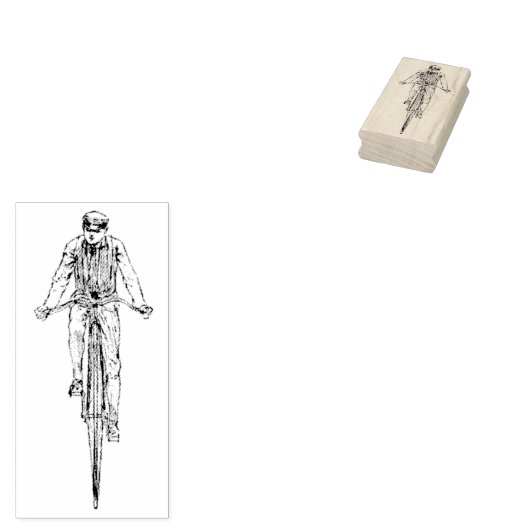 Man Riding fiets Rubber Art Stempel (Gestempeld)