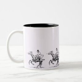 Man Riding Horse Outdoor Sport Kunst Tweekleurige Koffiemok