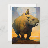 Man Riding Strange Beast Fantasy Science Fiction Briefkaart (Voorkant / Achterkant)