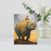 Man Riding Strange Beast Fantasy Science Fiction Briefkaart (Staand voorkant)