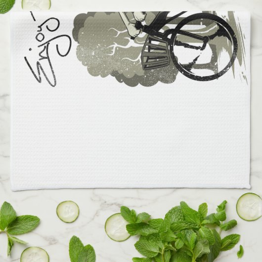 Man rijden fiets illustratie theedoek (Gevouwen)