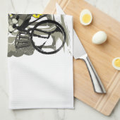 Man rijden fiets illustratie theedoek (Quarter Fold)