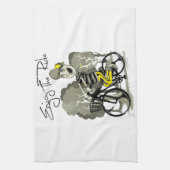 Man rijden fiets illustratie theedoek (Verticaal)