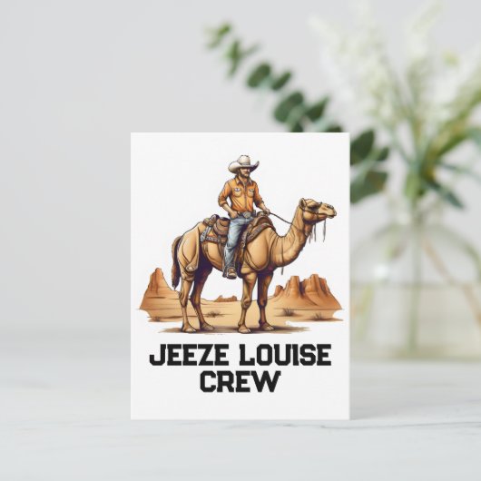 Man rijden op een kameel briefkaart (Staand voorkant)