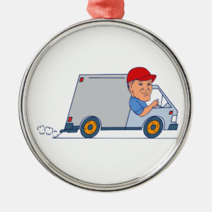 Man rijden op vrachtwagen van Cartoon Metalen Ornament