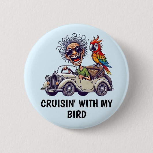 Man rijden ronde button 5,7 cm (Voorkant)