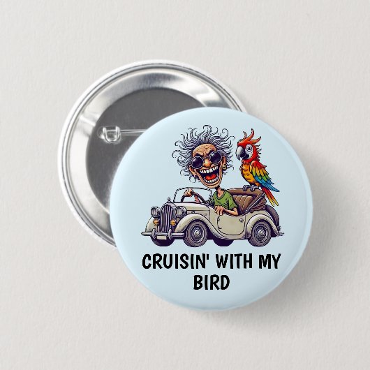 Man rijden ronde button 5,7 cm (Voorkant /achterkant)